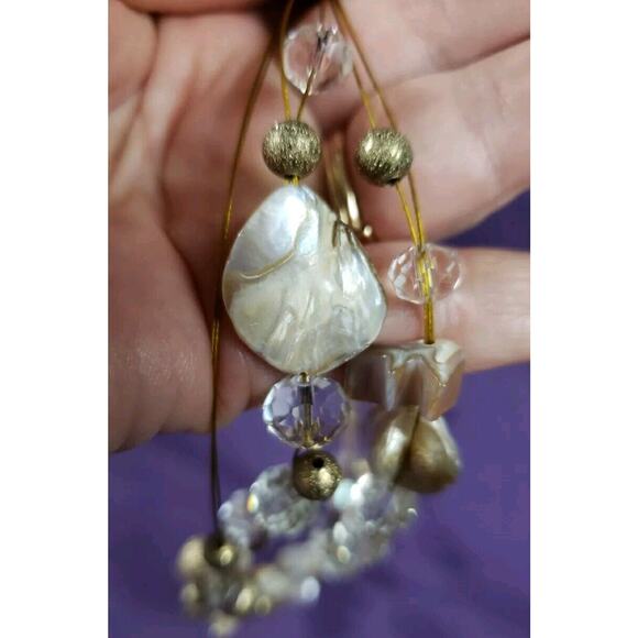 Sophia & Kate Layered Necklace Mother Of Pearl Shell Glass Beads Neutral Colors - Picture 7 of 8